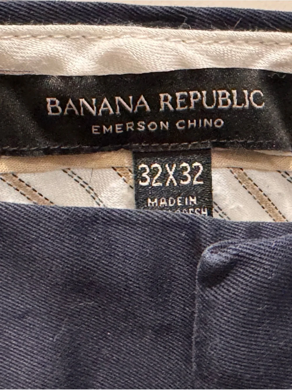 Banana Republic Emerson Chino Pants Mens 32x32 Navy Blue Performance Stretch